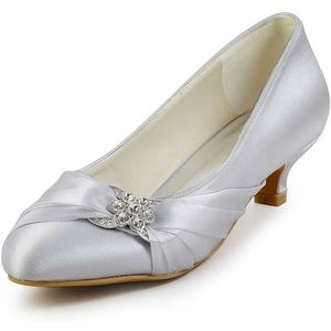 ElegantPark Comfort Rhinestone Satin Bridal Shoes
